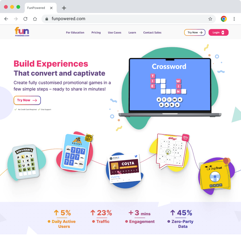 FunPowered.com - "FunPowered.com lets businesses create fully customised promotional games in a few simple steps."